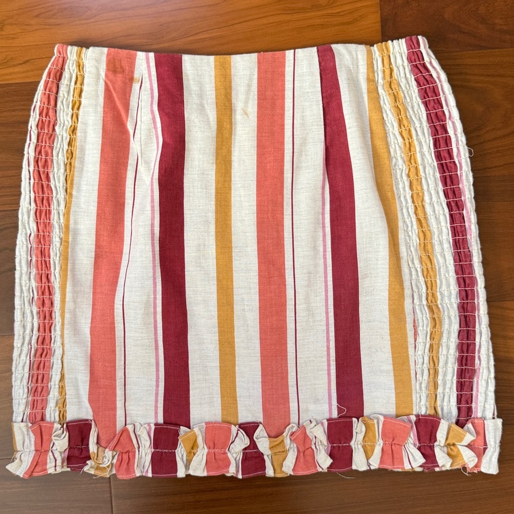 Lulu's Striped Mini Skirt - Red, Orange, Yellow, Cream